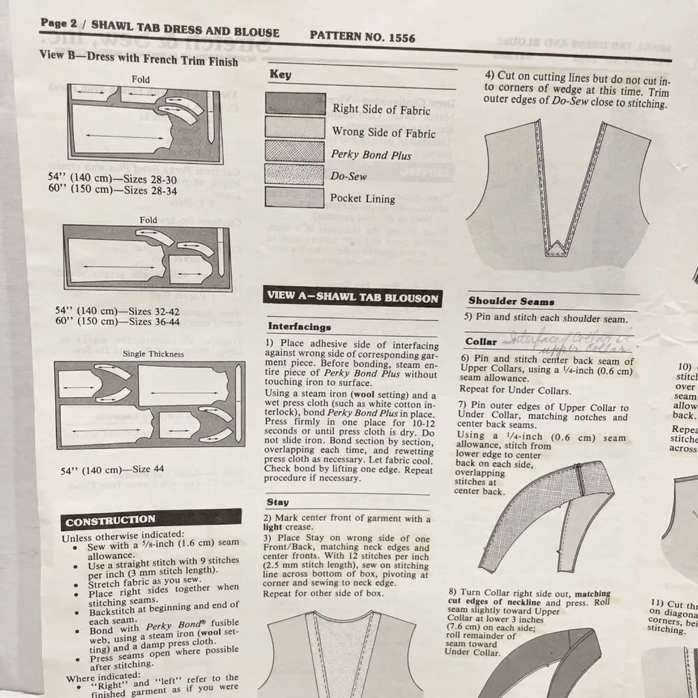 Vintage Stretch & Sew 1556 Shawl Tab Dress Blouse Pattern UNCUT‎ Sz 28–44